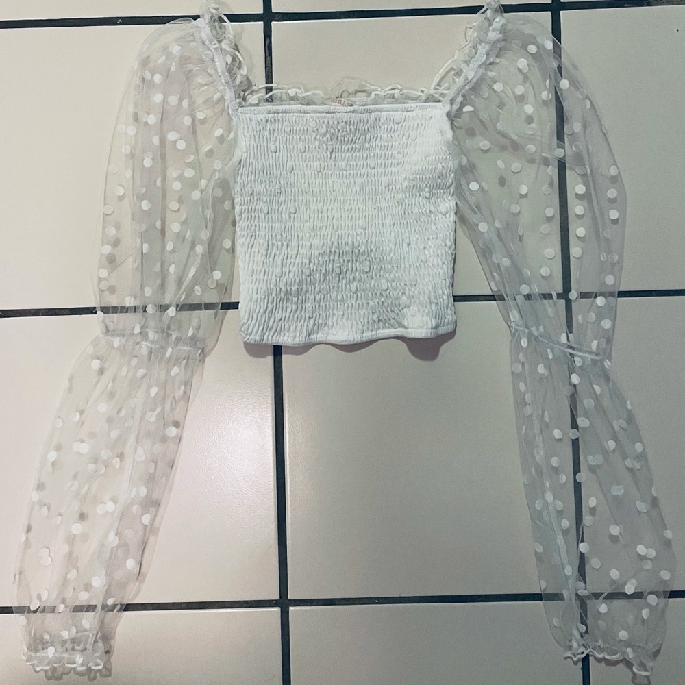 SHEIN. White Polka dots top. Xsmall.